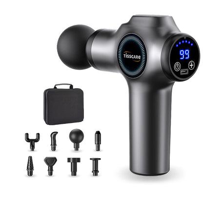 G2 Massage gun with attachments on a white background