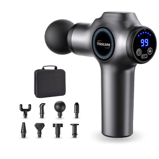G2 Massage gun with attachments on a white background